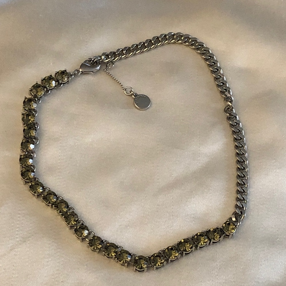 All Saints Mixed Silver Tone Curb Chain & Smoky Black Crystal Necklace NEW - Picture 13 of 13